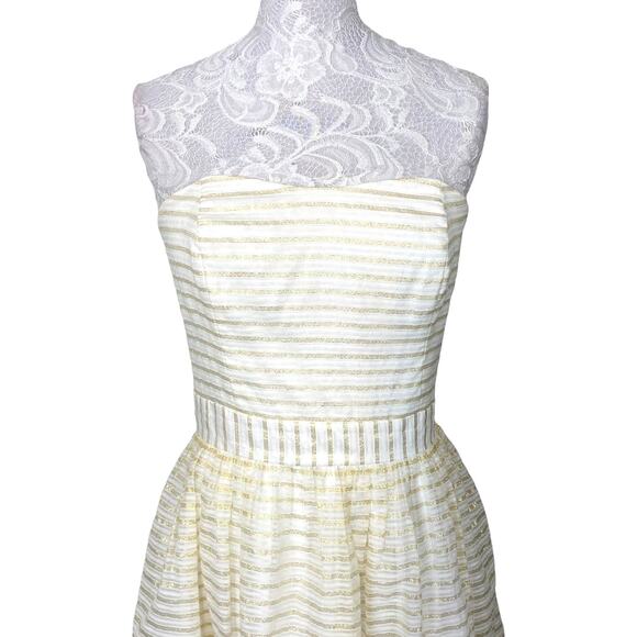 Lilly Pulitzer Kerry Striped Strapless Fit and Flare Dress White Gold Women 8 - Picture 7 of 13